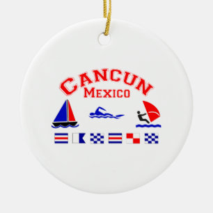 Adorno De Cerámica Banderas de señal de Cancun México