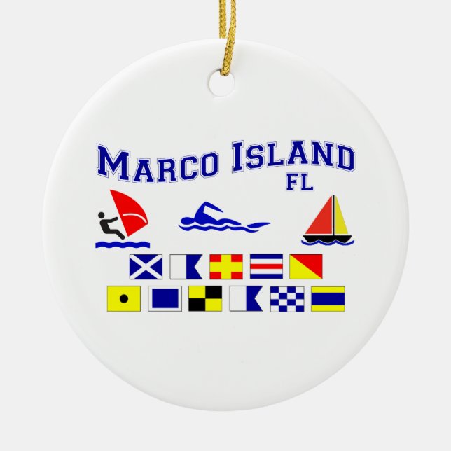 Adorno De Cerámica Banderas de señal de FL de la isla de Marco (Frente)
