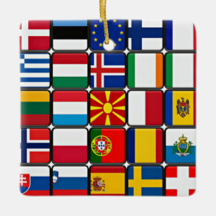 Adorno De Cerámica Banderas del Mundo