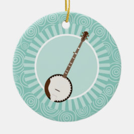 Adorno De Cerámica Banjo Fun Turquoise Swirl Music