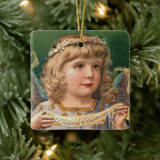 Adorno De Cerámica Banner de Blonde Angel con Navidades (Árbol)