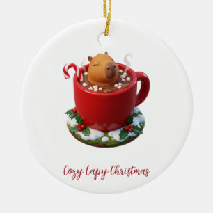 Adorno De Cerámica Baño de Cocoa Navideño Acogedor de Carpincho