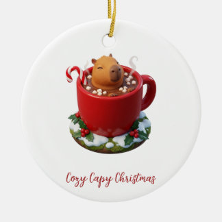 Adorno De Cerámica Baño de Cocoa Navideño Acogedor de Carpincho
