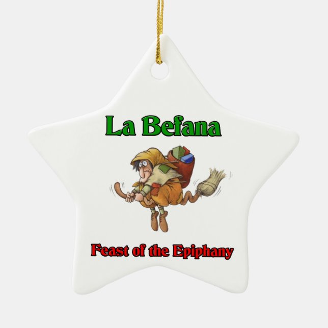 Adorno De Cerámica Banquete de Befana del La (bruja del navidad) del (Frente)