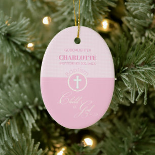 Adorno De Cerámica Baptismo Hija rosa de Dios Personalizada