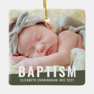 Adorno De Cerámica Baptismo Moderno Personalizado simple foto bebé