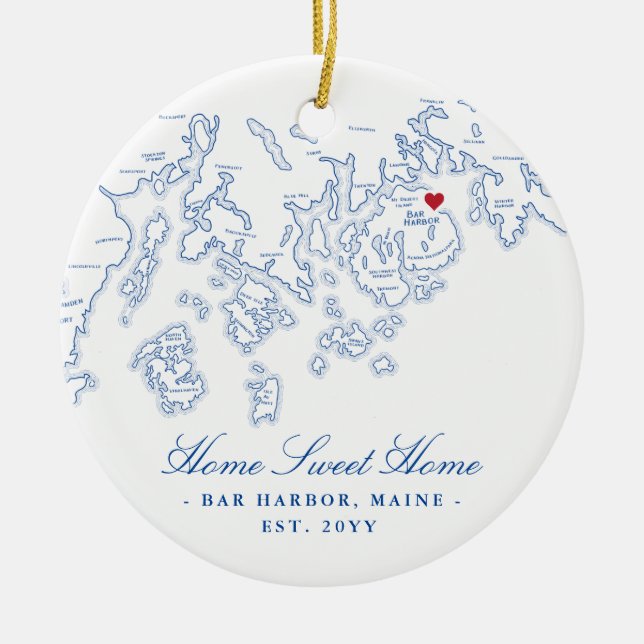 Adorno De Cerámica Bar Harbour Maine Ornament - Hogar dulce (Frente)