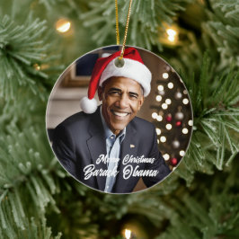 Adorno De Cerámica Barack Obama en Santa Hat Navidades