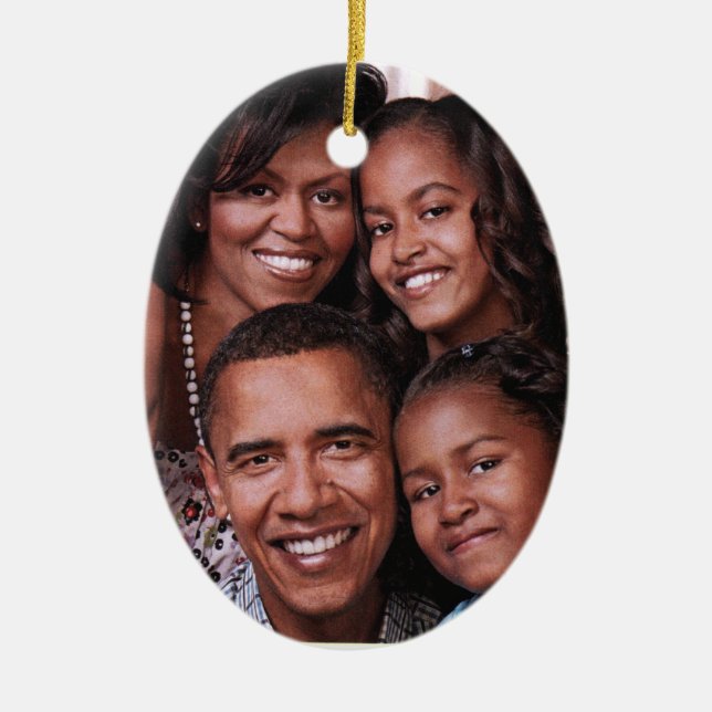 Adorno De Cerámica Barack Obama y familia_ (Frente)