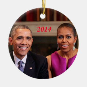 Adorno De Cerámica Barack y Michelle 2014 - Ornament