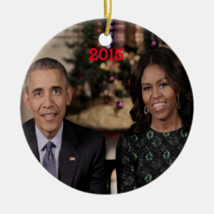 Adorno De Cerámica Barack y Michelle 2015 - Ornament