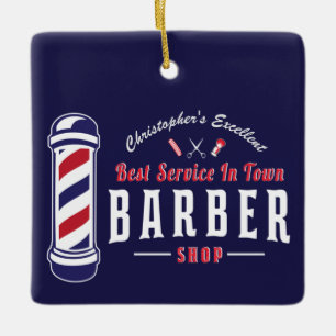 Adorno De Cerámica Barbershop Mejor Barber Monograma de Servicio