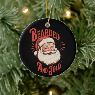 Adorno De Cerámica Barbudo y Alegre Barba de Navidad Divertido Retro 