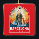Adorno De Cerámica Barcelona España La Sagrada Familia<br><div class="desc">Diseño de viaje vectorial retro de Barcelona. Barcelona,  la cosmopolita capital de la región catalana de España,  es conocida por su arte y arquitectura.</div>