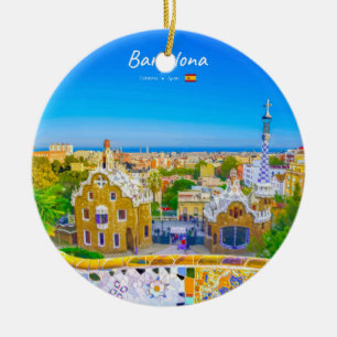 Adorno De Cerámica Barcelona, España - Parque Güell Mosaico Gaudí