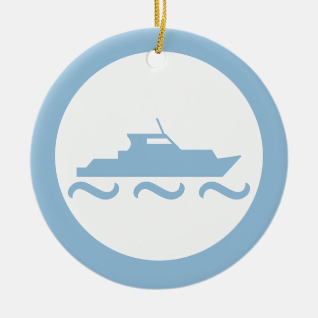 Adorno De Cerámica Barco azul de niño bebé (Frente)