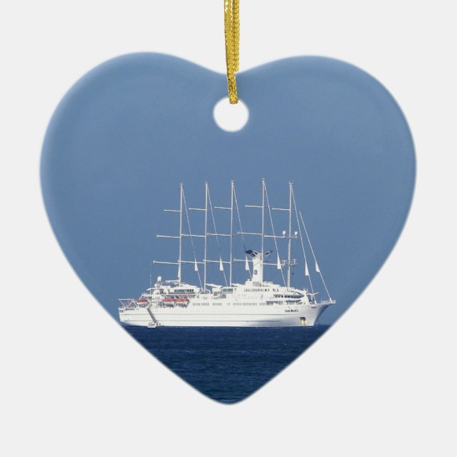 Adorno De Cerámica Barco de cruceros con las velas (Frente)