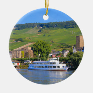 Adorno De Cerámica Barco de la travesía, Rudesheim, Alemania
