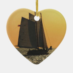 Adorno De Cerámica Barco de vela con Aparejo de Cangrejo atardecer
