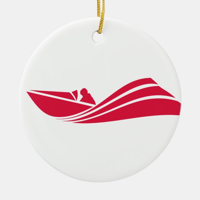 Adorno De Cerámica Barco de velocidad rojo Crimson (Frente)