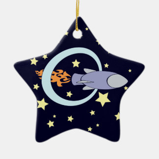 Adorno De Cerámica Barco espacial retro Rocket Kids Retro (Noche)