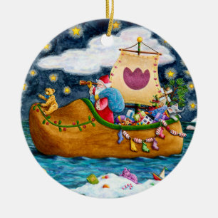 ADORNO DE CERÁMICA BARCO HOLANDÉS SHOE SANTA, ICEBERGS, BALLENA, OSO 