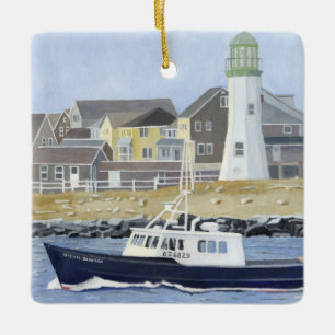 Adorno De Cerámica Barco Langostero Puerto de Scituate