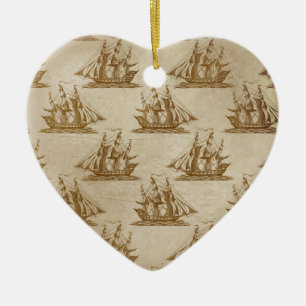 Adorno De Cerámica Barco pirata color beige estilo antiguo náutico