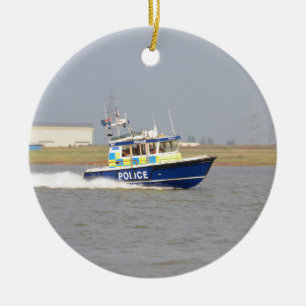 Adorno De Cerámica Barco policial de alta velocidad