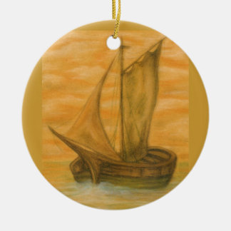 Adorno De Cerámica Barco viejo