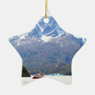 Adorno De Cerámica Barco y montañas, Patagonia, Chile