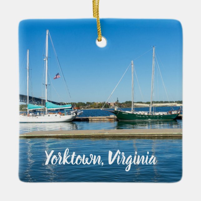Adorno De Cerámica Barcos en el río York por Yorktown (Anverso)