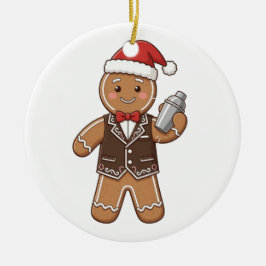 Adorno De Cerámica Barista de pan de jengibre Navidad 2026 Café de fi
