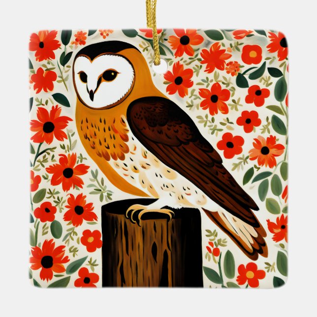 Adorno De Cerámica Barn Owl (Anverso)
