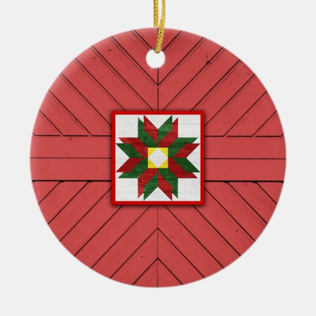 Adorno De Cerámica Barn Quilt Star 7 (Frente)