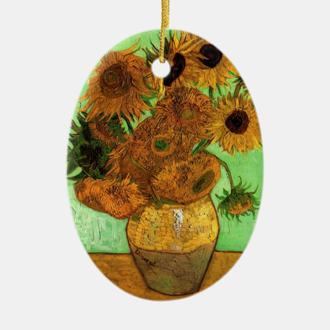 Adorno De Cerámica Base con doce girasoles de Vincent van Gogh (Frente)