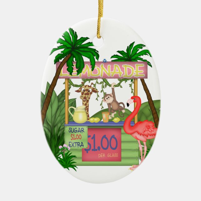Adorno De Cerámica Base de lemonada personalizada de animales de jung (Frente)
