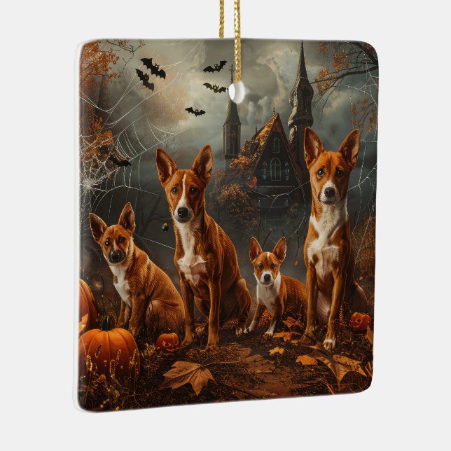Adorno De Cerámica Basenji Halloween Night Doggy Delight (Derecha)