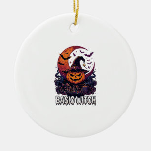 Adorno De Cerámica Básica Bruja Halloween Calabaza Luna Creciente Cal