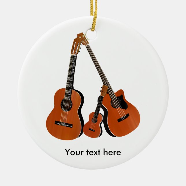 Adorno De Cerámica Bass acústico de guitarra popular y Ukulele (Frente)