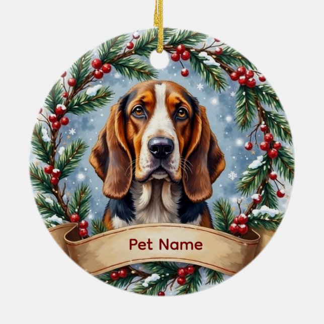 Adorno De Cerámica Basset Hound Christmas (Atrás)