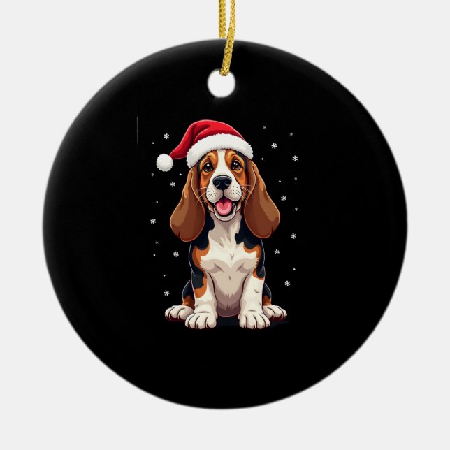 Adorno De Cerámica Basset Hound Christmas Tank Top (Frente)