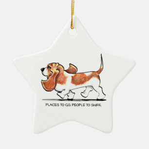 Adorno De Cerámica Basset Hound ocupado