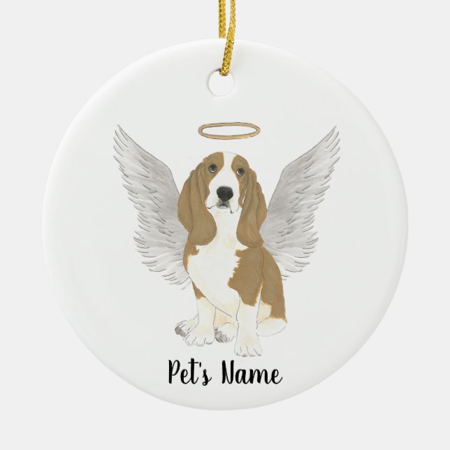 Adorno De Cerámica Basset Hound Personalizado de Simpatía Memorial (Frente)