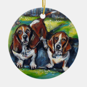 Adorno De Cerámica Basset Murphy y Maddy