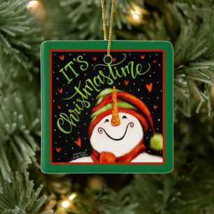 Adorno De Cerámica Bastante festivo navideño Snowman