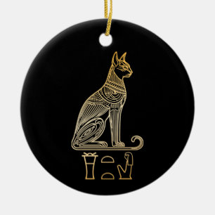 Adorno De Cerámica Bastet, Diosa Gata Egipcia. Nombre en jeroglíficos