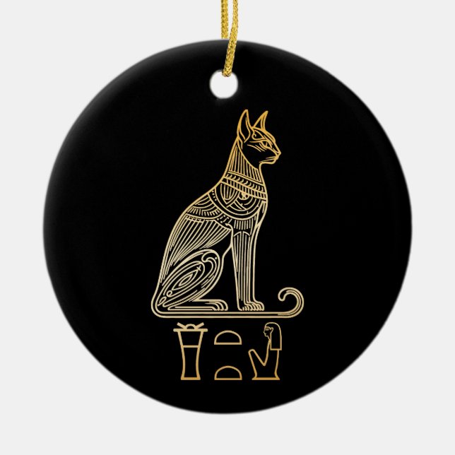 Adorno De Cerámica Bastet, Diosa Gata Egipcia. Nombre en jeroglíficos (Frente)