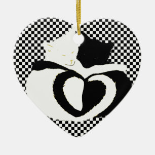 Adorno De Cerámica Bastones CAT - Amo blanco negro