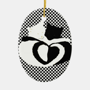 Adorno De Cerámica Bastones CAT - Amo blanco negro